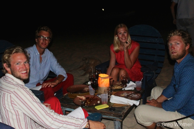 Christmas Dinner. From left: Sebastian, Peter, Elise and Henrik
